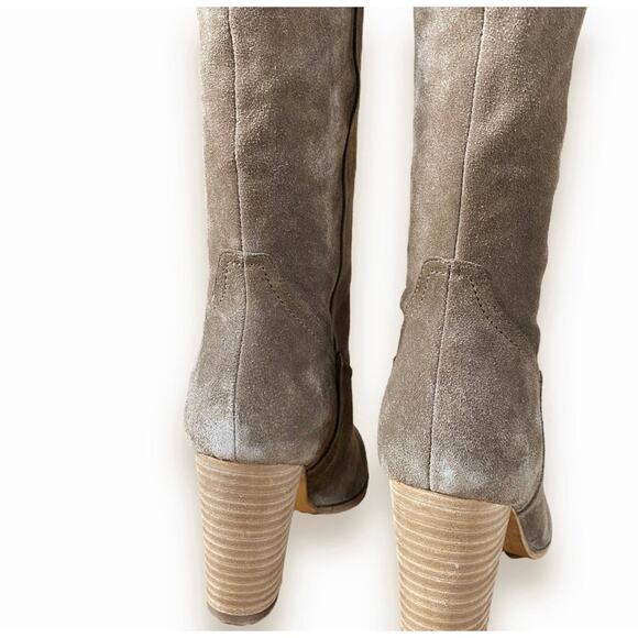 Belle Sigerson Morrison Knee High Cuffed Boots Sz 8 Brown Suede Block Heel - Picture 8 of 11